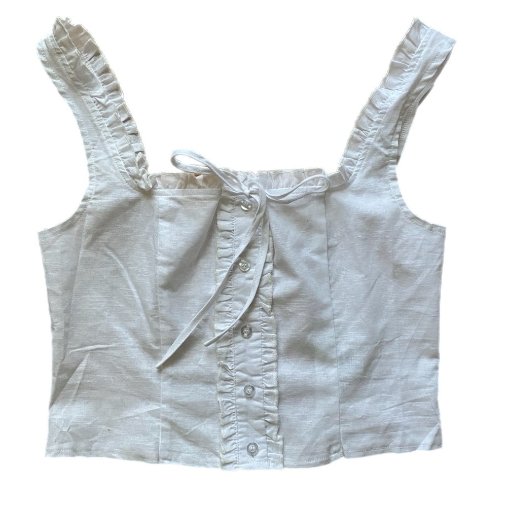 White Ruffled Crop Top - Picture 8 of 9